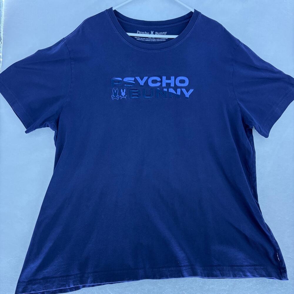Psycho Bunny Navy Blue Embroidered Logo Pima Cotton T-Shirt Size 2XL
